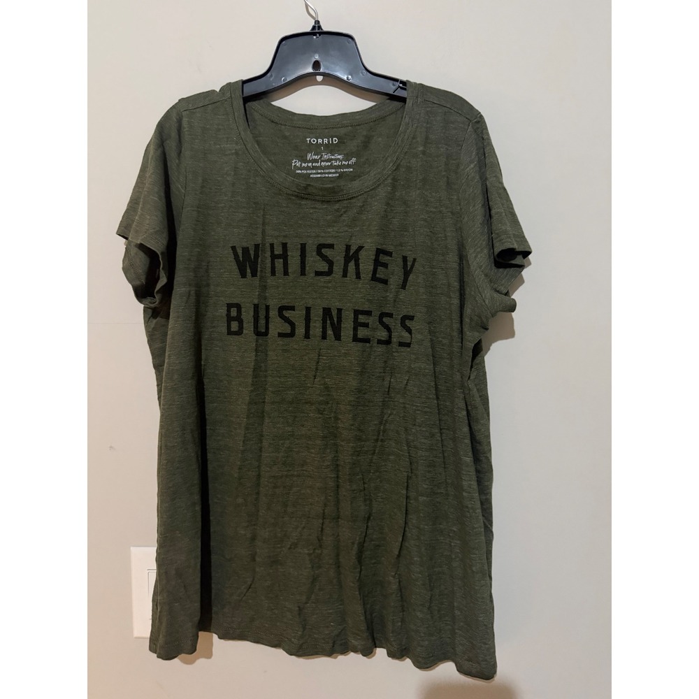 TORRID Womens T Shirt Olive Green Whiskey Business Graphic Tee Top Size 1 - Picture 1 of 6